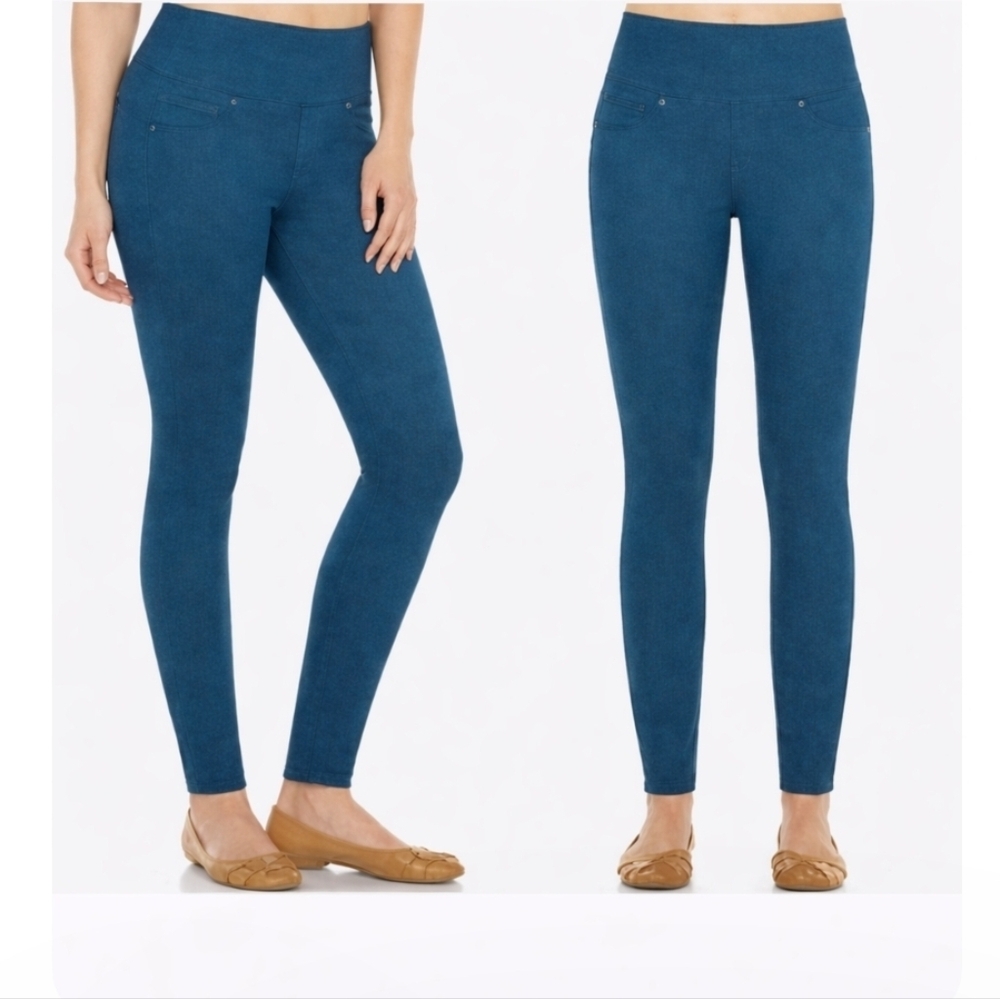 Spanx 2066 Solace Teal High-Waist Shaping Skinny Jeans Size Large